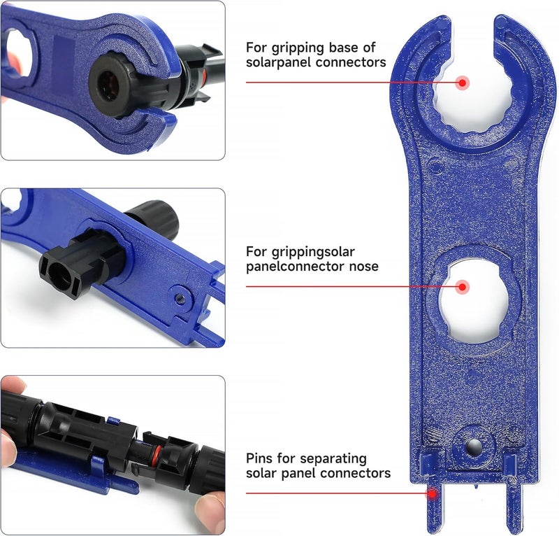 IGOYE Solar Crimping Tool Kit for Solar Panel Cable Connectors 14-10AWG,mc4 Connector kit Includes 10 Pairs 1000V 30A Connector, 2 PCS Spanner Wrench and Solar Crimper Tool for 2.5/4/6mm² PV Cable - Image 4